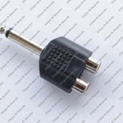 2 RCA Socket to 6.3mm Mono Jack Plug