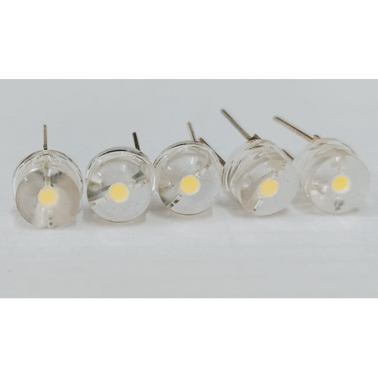 LED Unique Light 8mm LED Diode Lights (Straw Hat Clear Transparent DC 3V 250mA) Bright Lighting Bulb Lamps Electronics Components Indicator Light Emitting Diodes - pack of 10Pcs