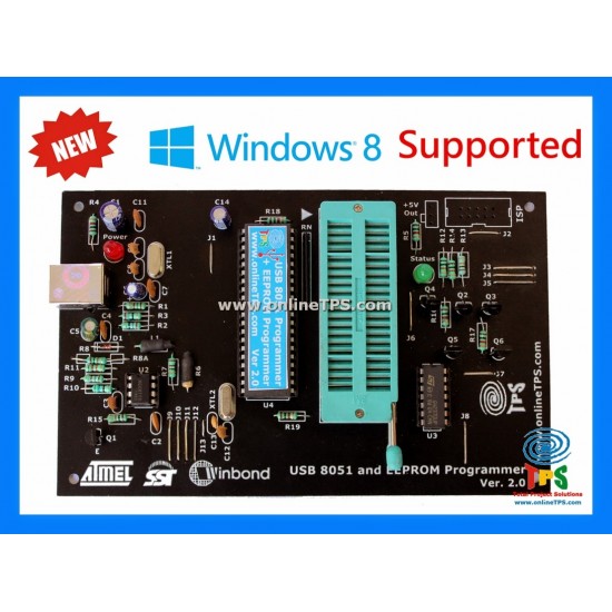 AT89C51,52,S51,S52 8051 and EEPROM Programmer (for Windows8-10)